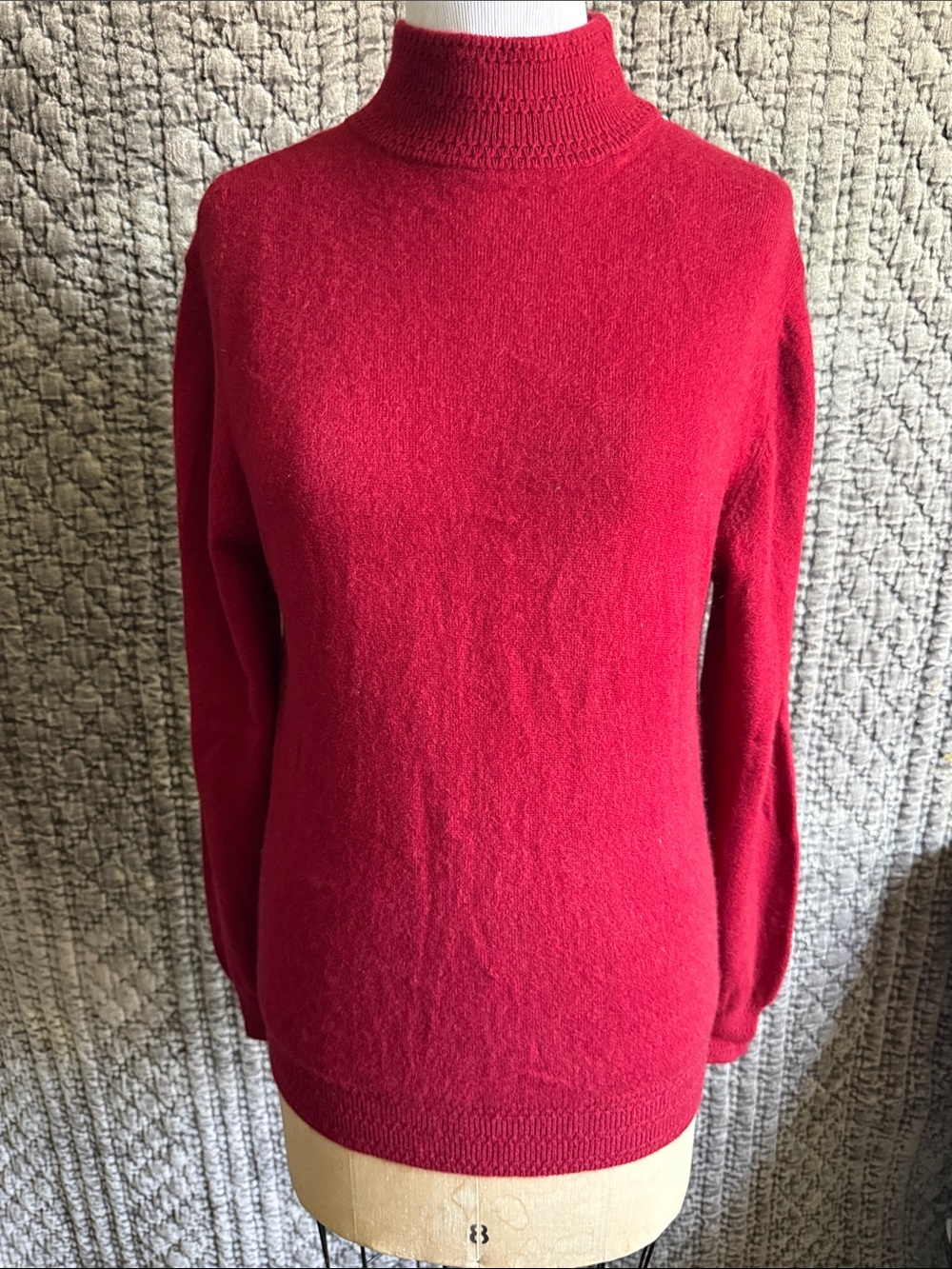 Women’s Red Turtleneck Sweater Two Ply Cashmere